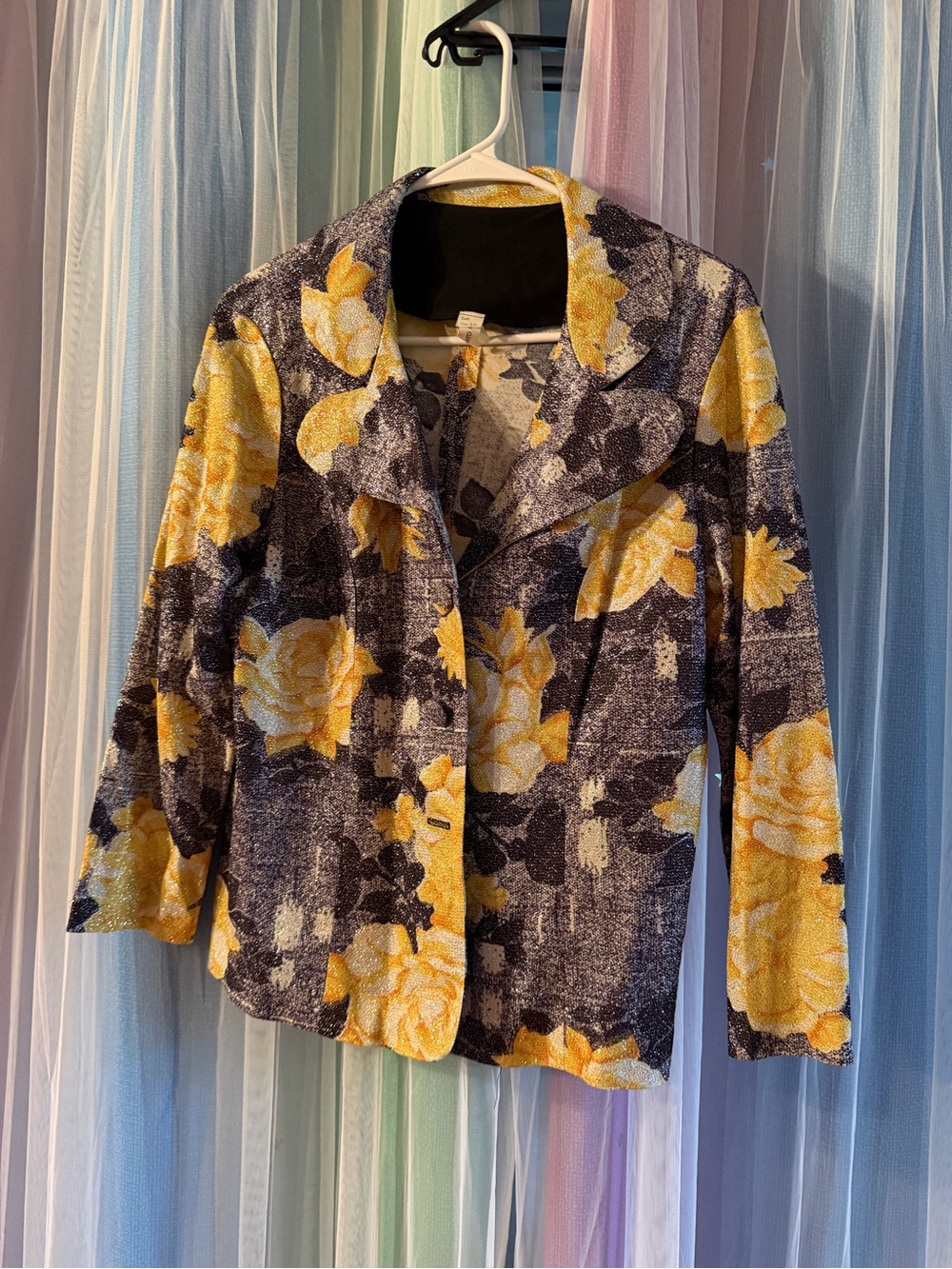 Women's Vintage Floral Metallic Blazer